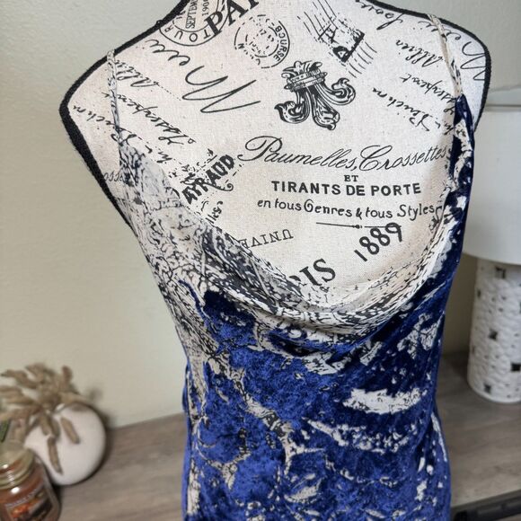 Y2k Elie Tahari Silk Blend Cowl Neck Velvet Sheer Tank top Size M Fairy Grunge - Picture 2 of 9